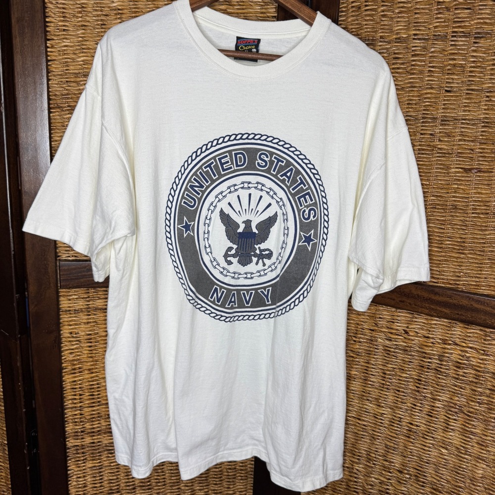 Vintage Soffe 1990's United States Navy T Shirt XL White Graphic Tee USA Made